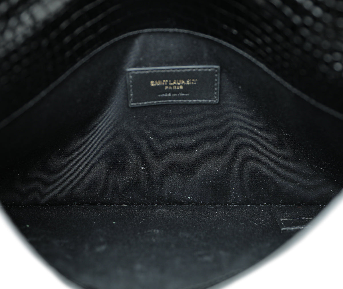 YSL Black Shiny Croc Embossed Uptown Clutch