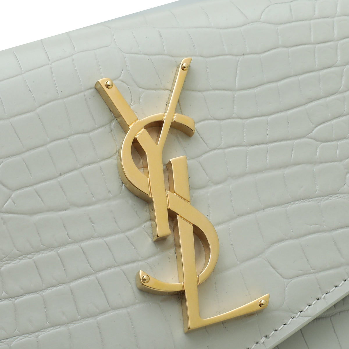 YSL Blanc Vintage Croco Embossed Uptown Pouch