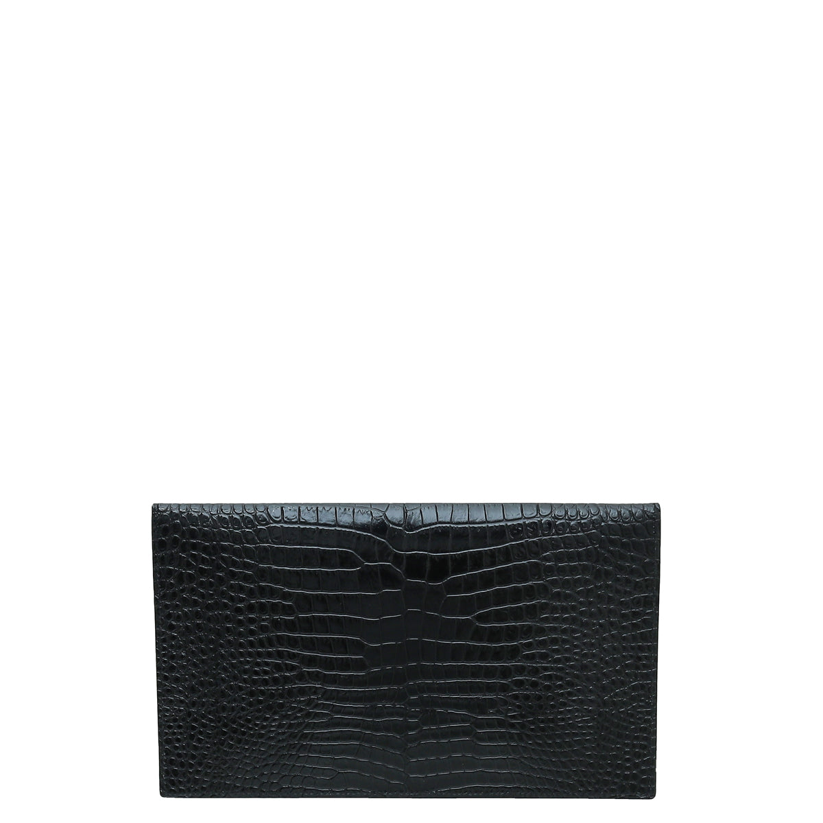 YSL Black Croc Embossed Uptown Clutch