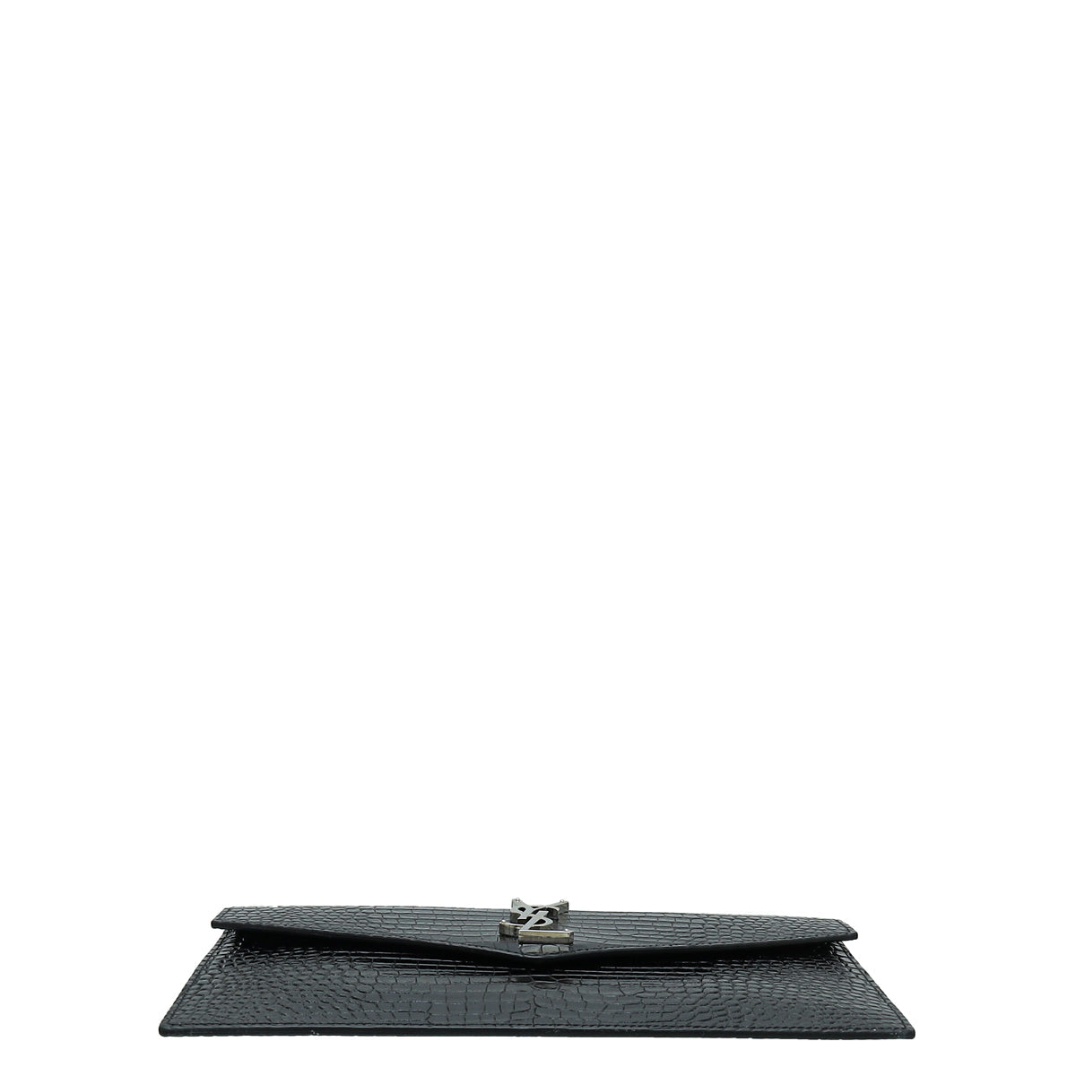 YSL Black Croc Embossed Uptown Clutch