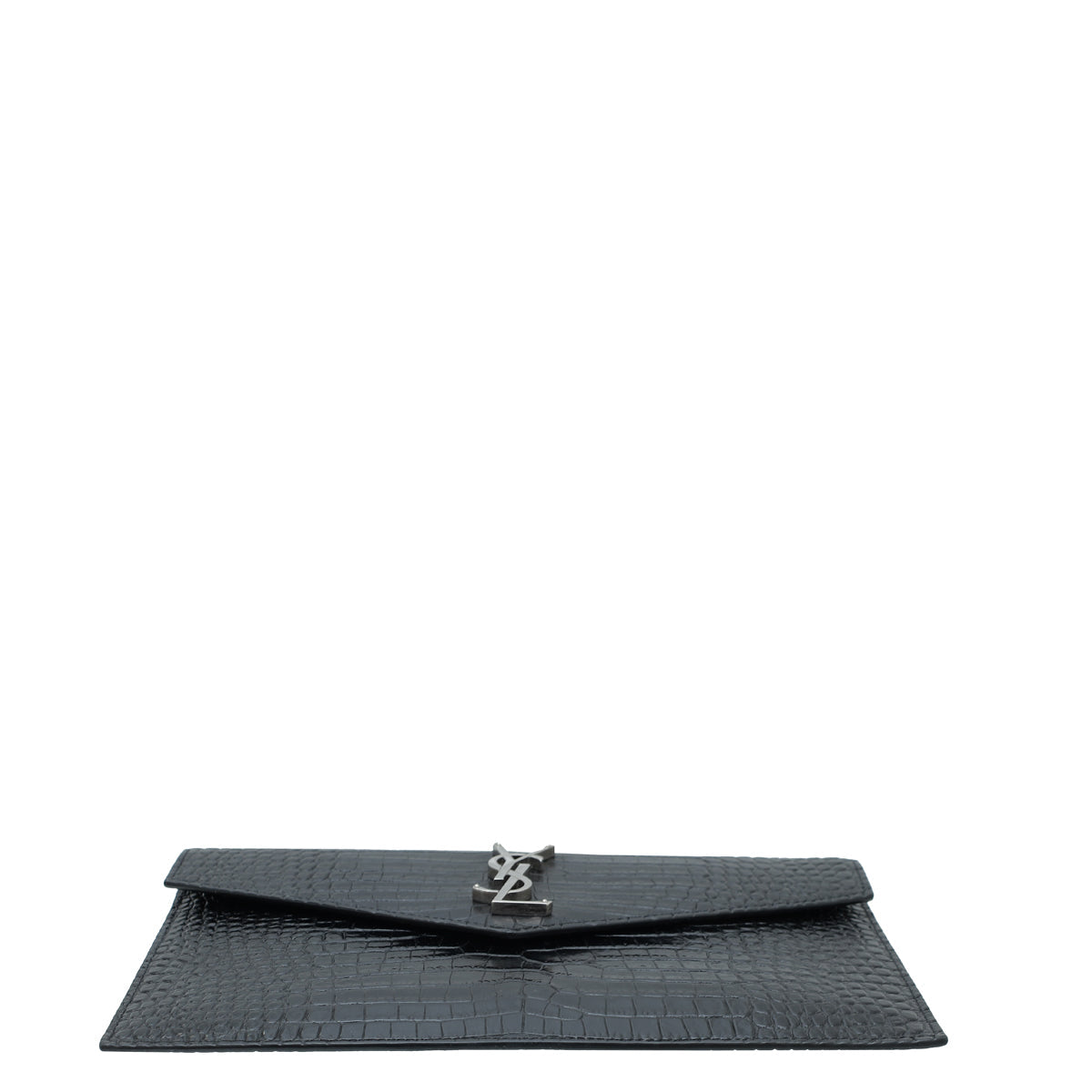 YSL Black Croco Embossed Uptown Clutch