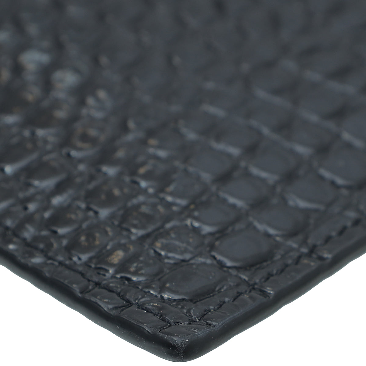 YSL Black Croco Embossed Uptown Clutch