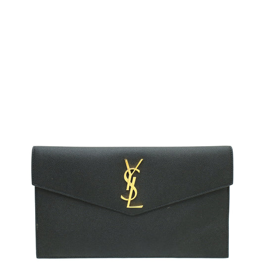 YSL Black Grain De Poudre Uptown Pouch