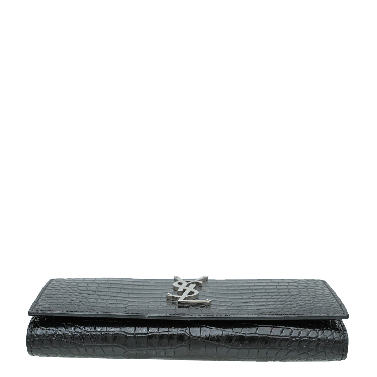 YSL Black Croc Embossed Continental Wallet