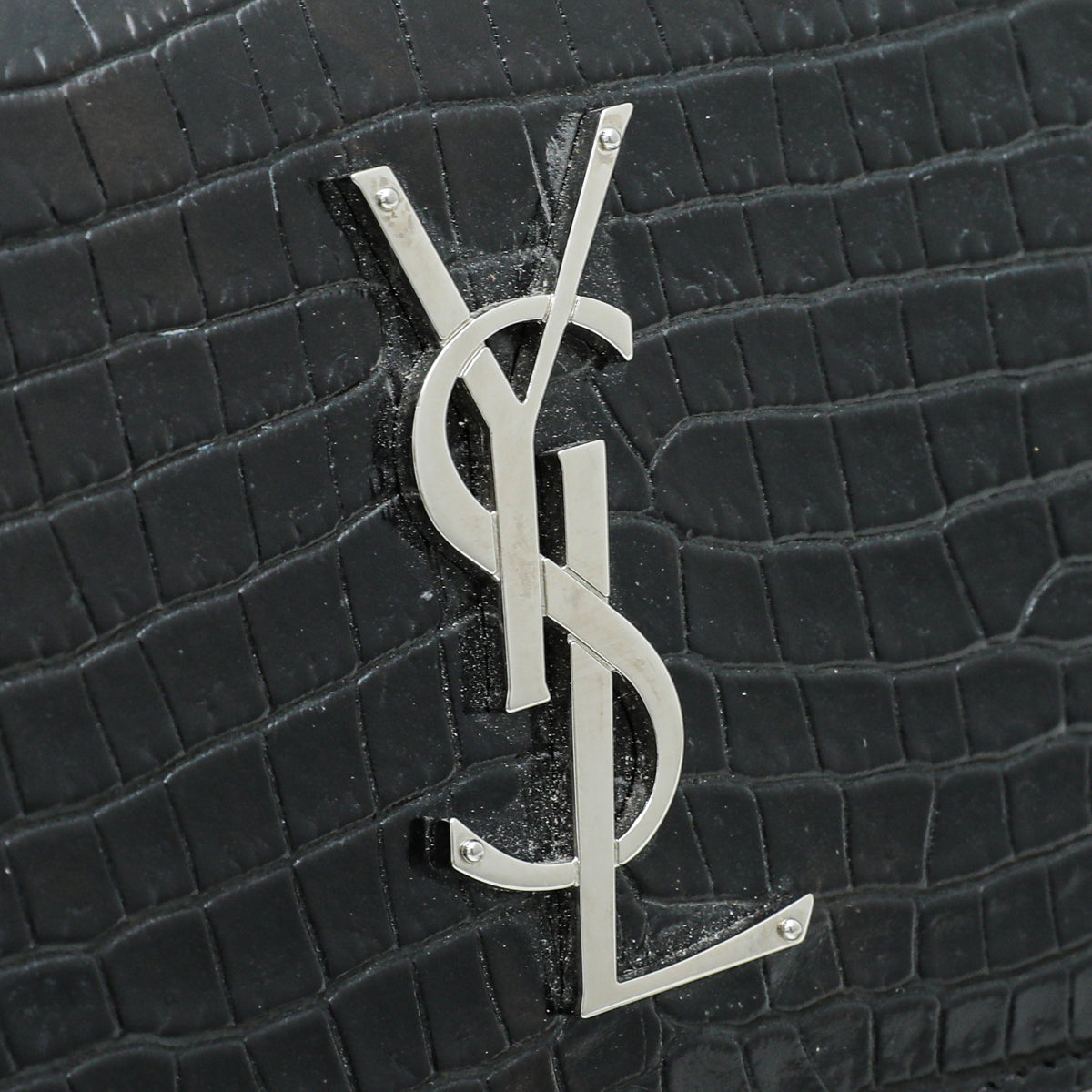 YSL Black Croc Embossed Continental Wallet