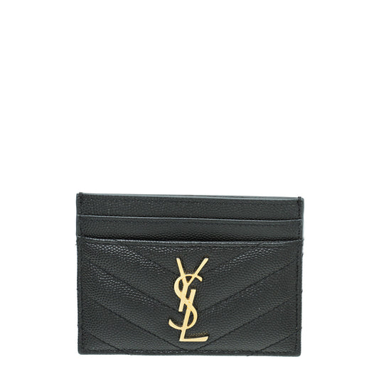 YSL Black Monogram Chevron Card Holder