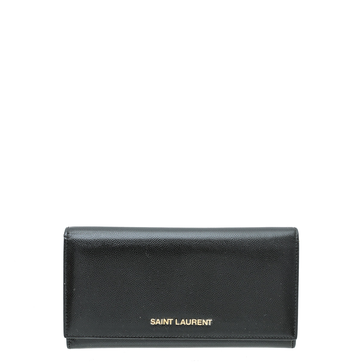 YSL Black Grain de Poudre Continental Wallet