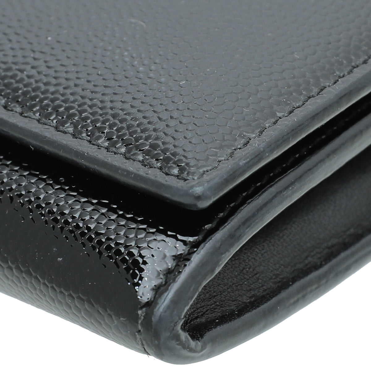 YSL Black Grain de Poudre Continental Wallet