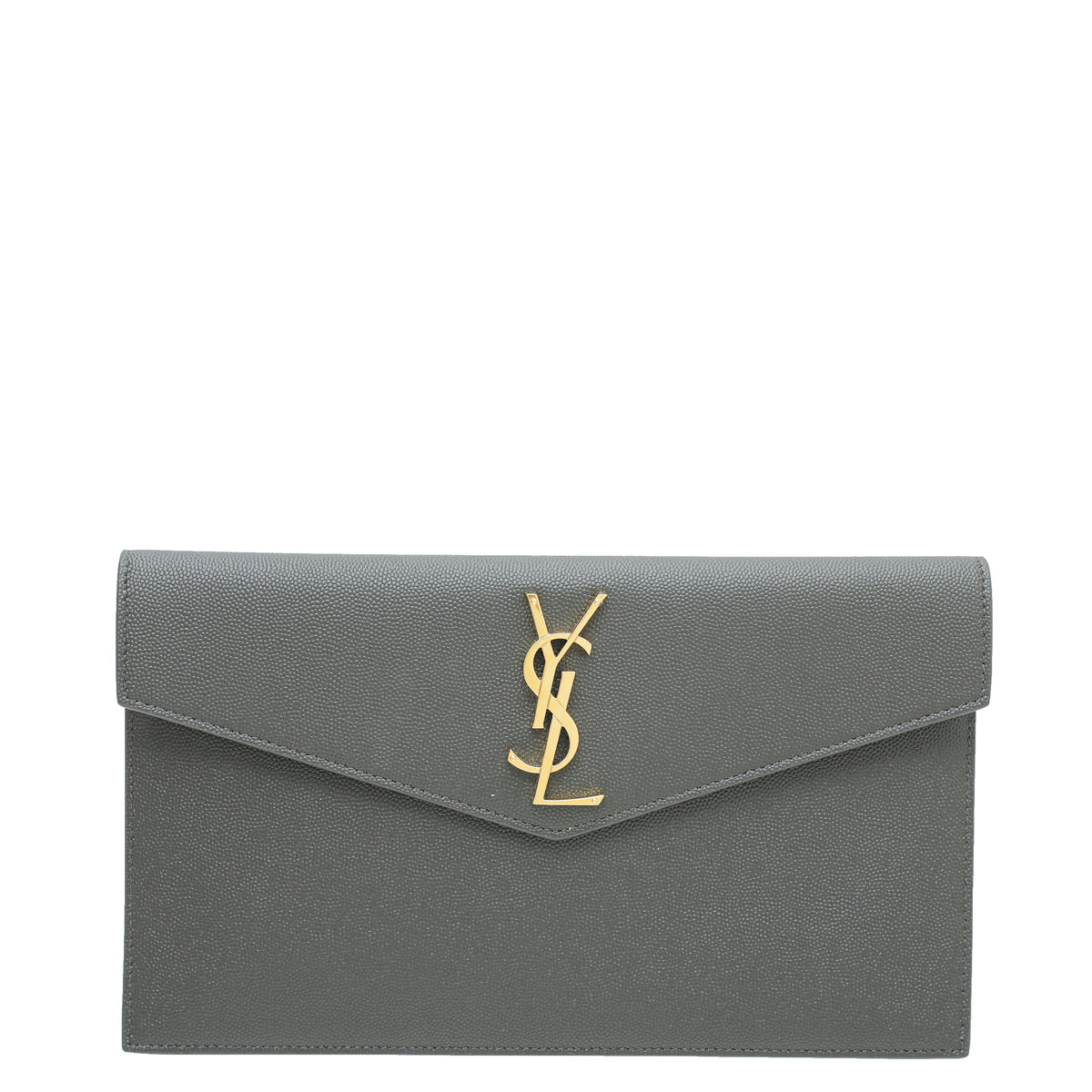 YSL Dark Asphalt Uptown Grain De Poudre Medium Pouch