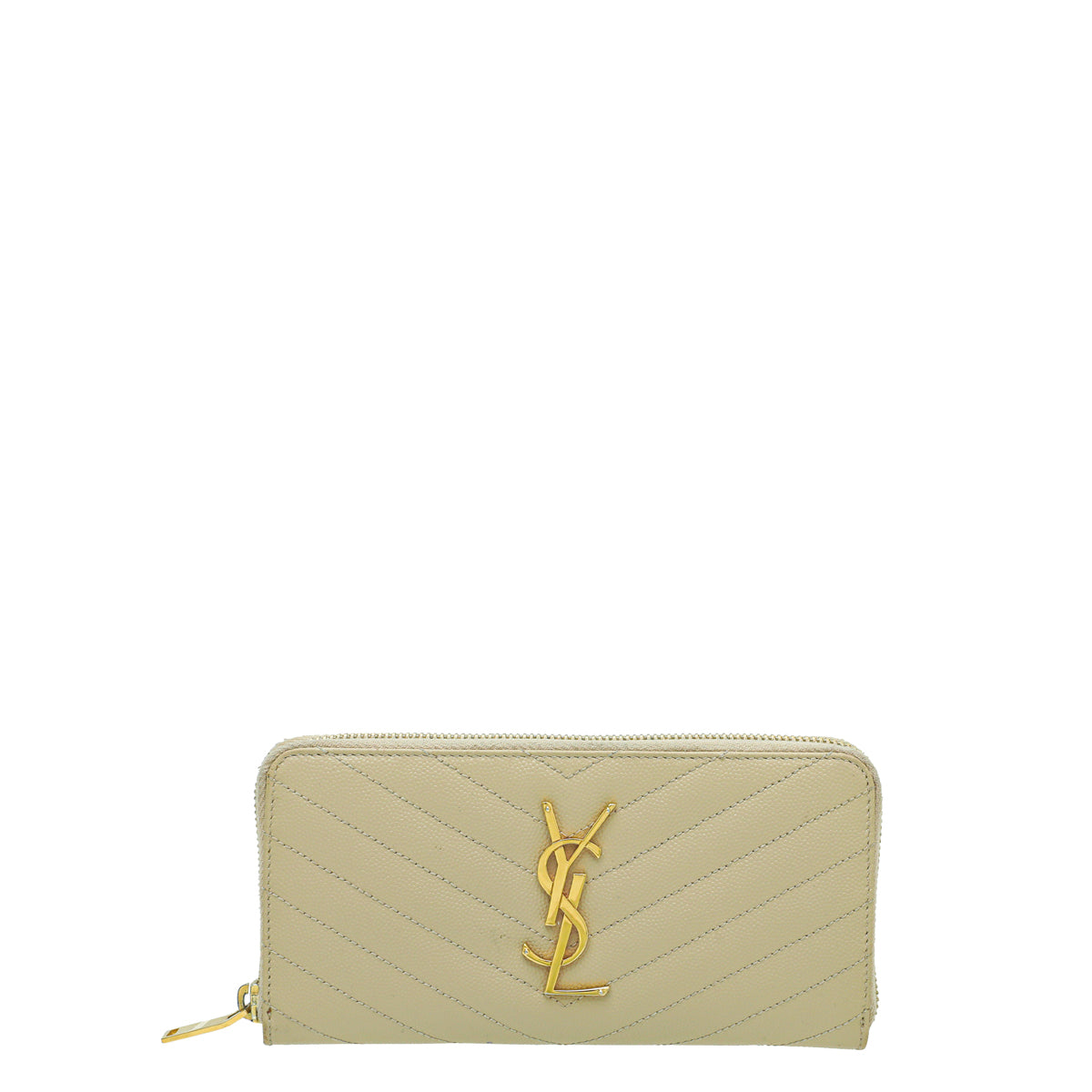 YSL Beige Cassandre Zip Around Wallet