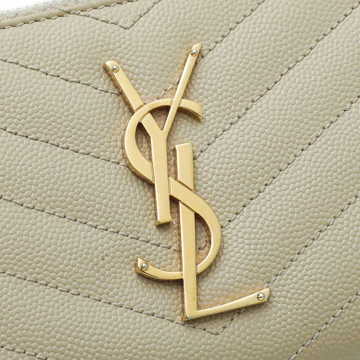 YSL Beige Cassandre Zip Around Wallet