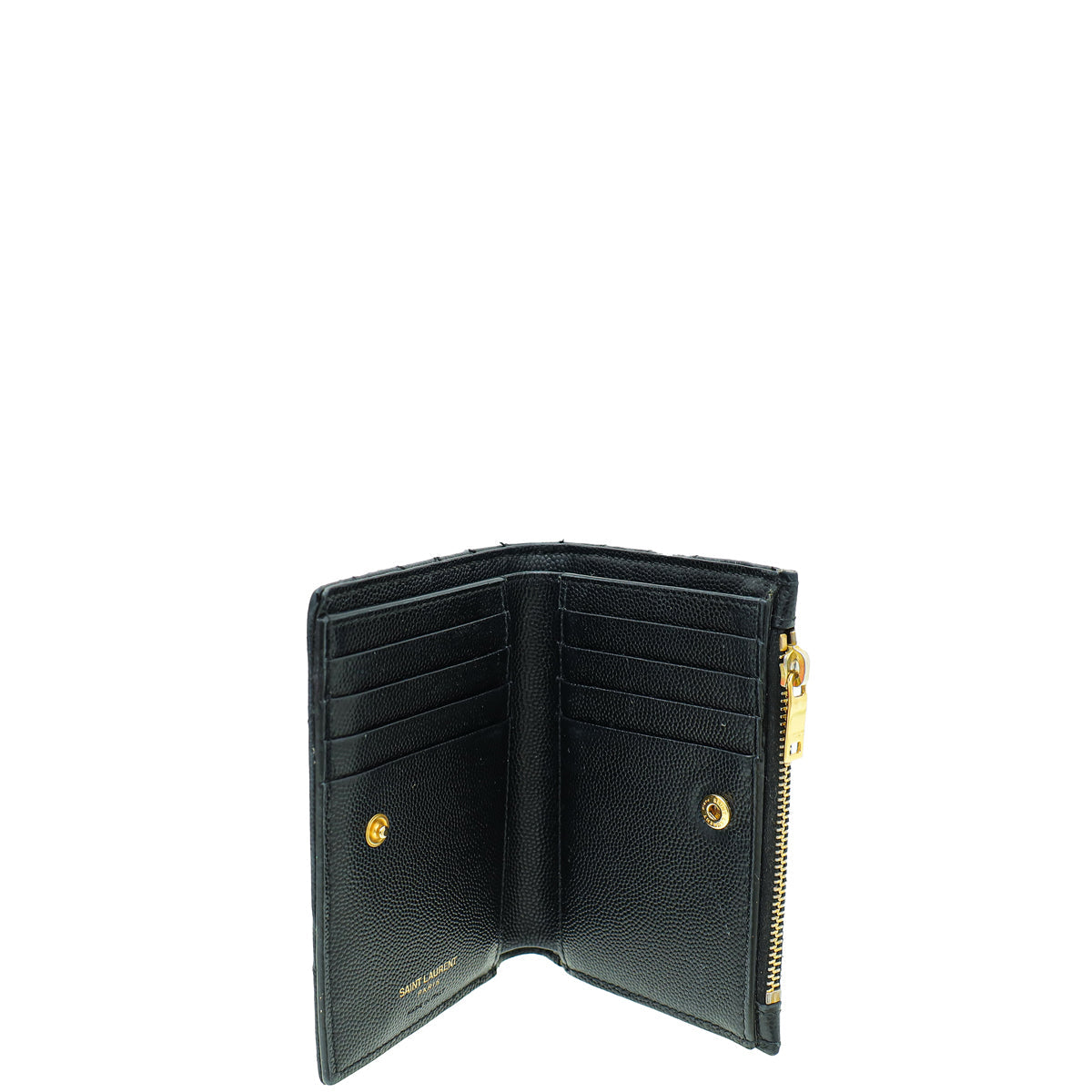 YSL Black Cassandre Matelasse Zipped Bifold Wallet