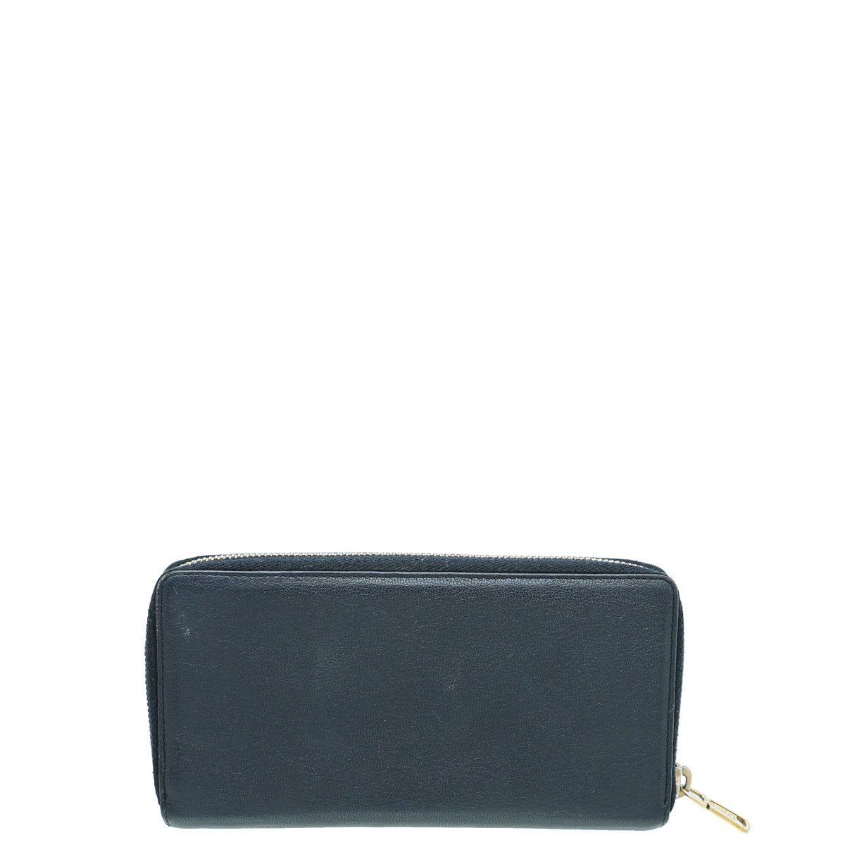 YSL Navy Monogram Zip Around Wallet