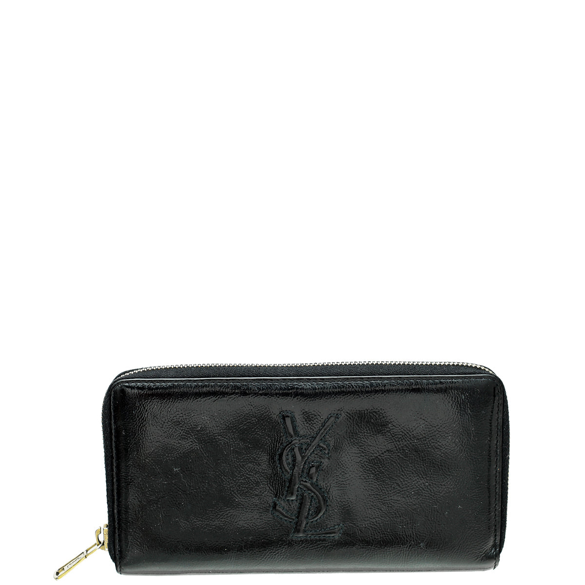 YSL Black Monogram Zip Around Wallet