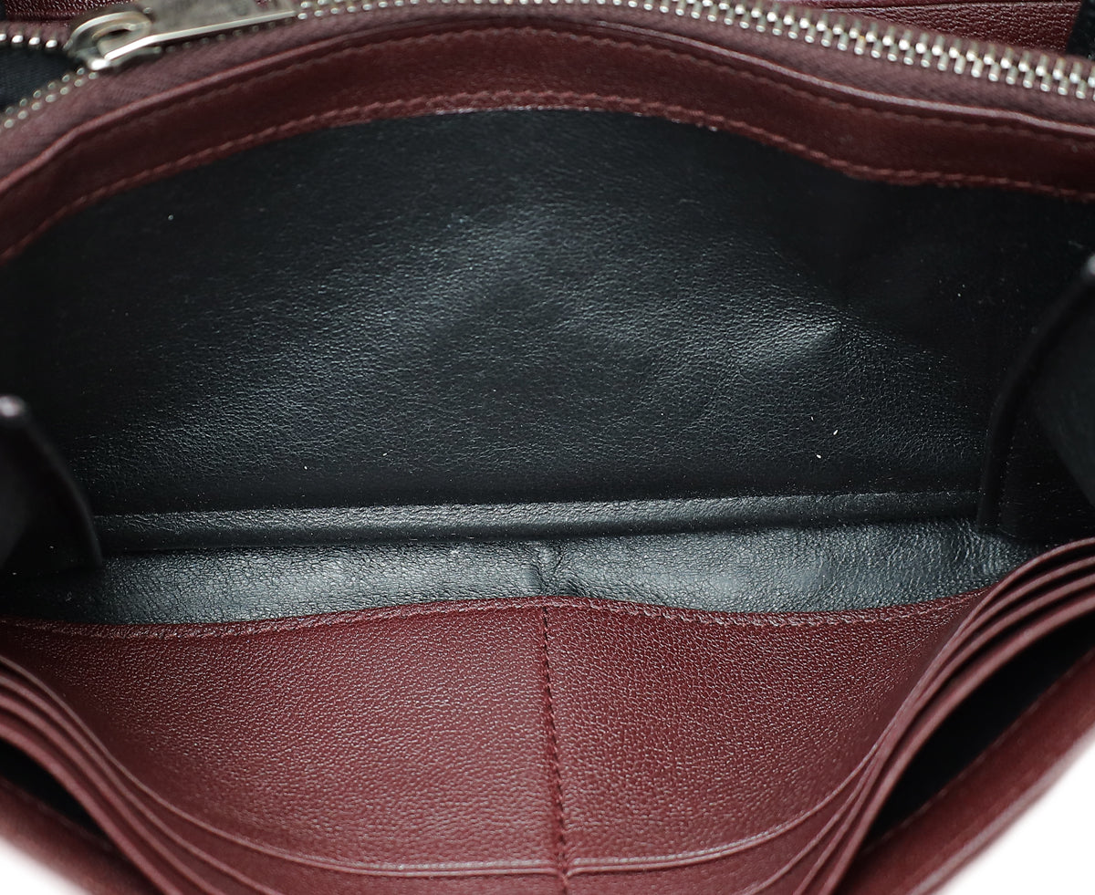 YSL Burgundy Mixed Matelasse Quilted Envelope Wallet