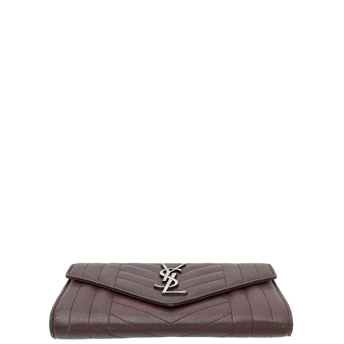 YSL Burgundy Mixed Matelasse Quilted Envelope Wallet