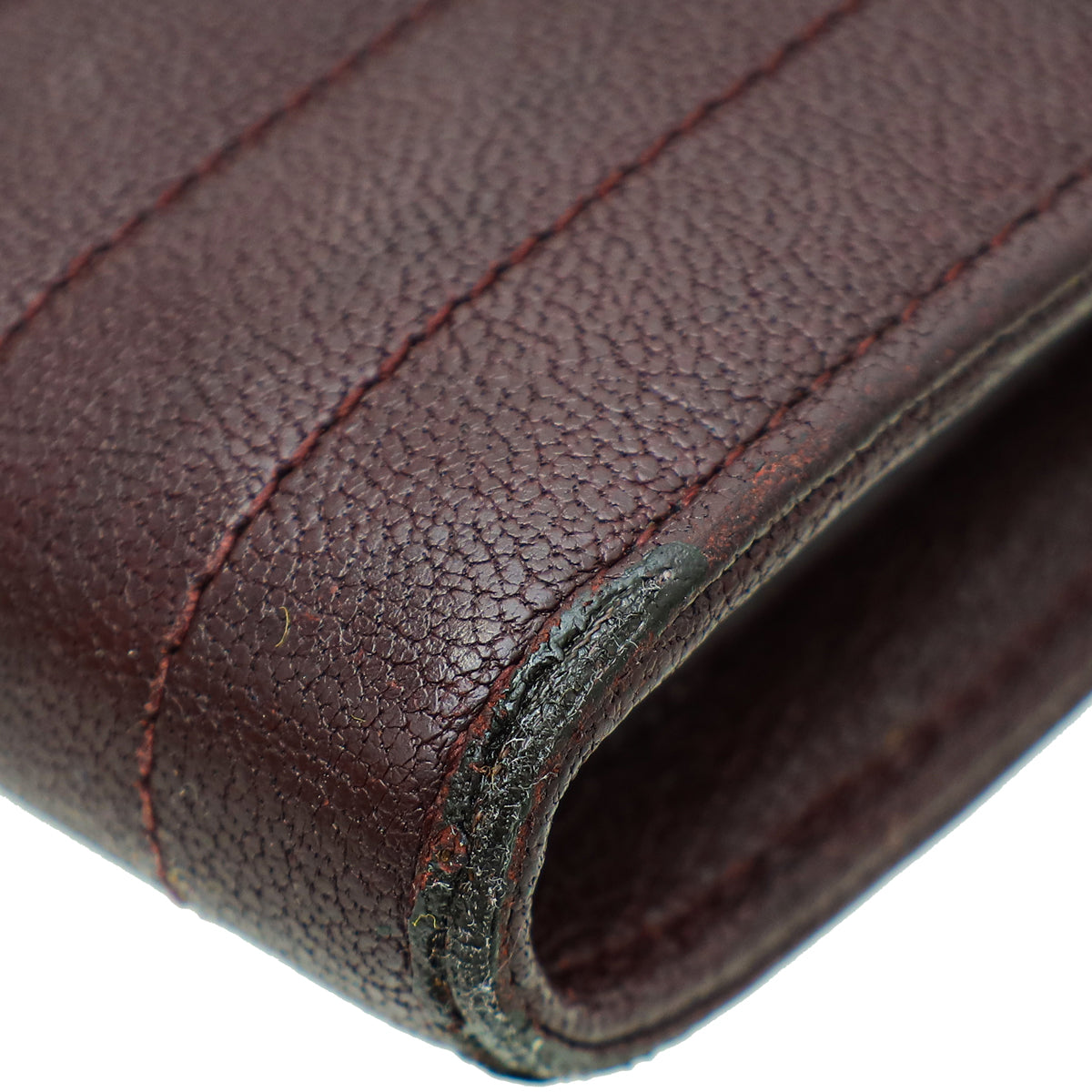 YSL Burgundy Mixed Matelasse Quilted Envelope Wallet