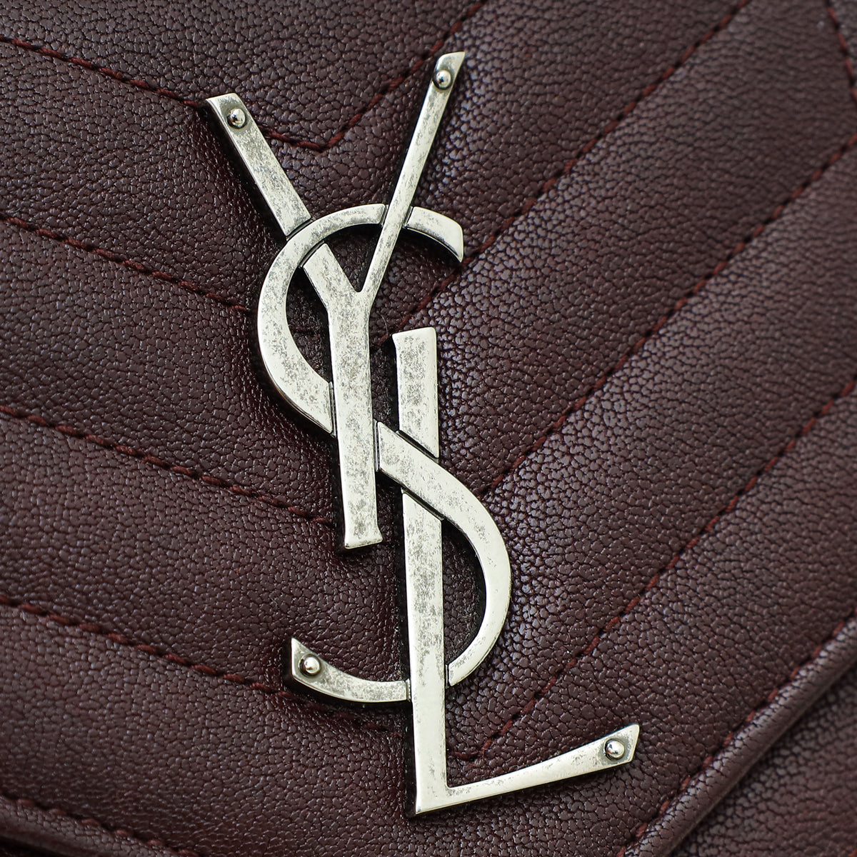 YSL Burgundy Mixed Matelasse Quilted Envelope Wallet