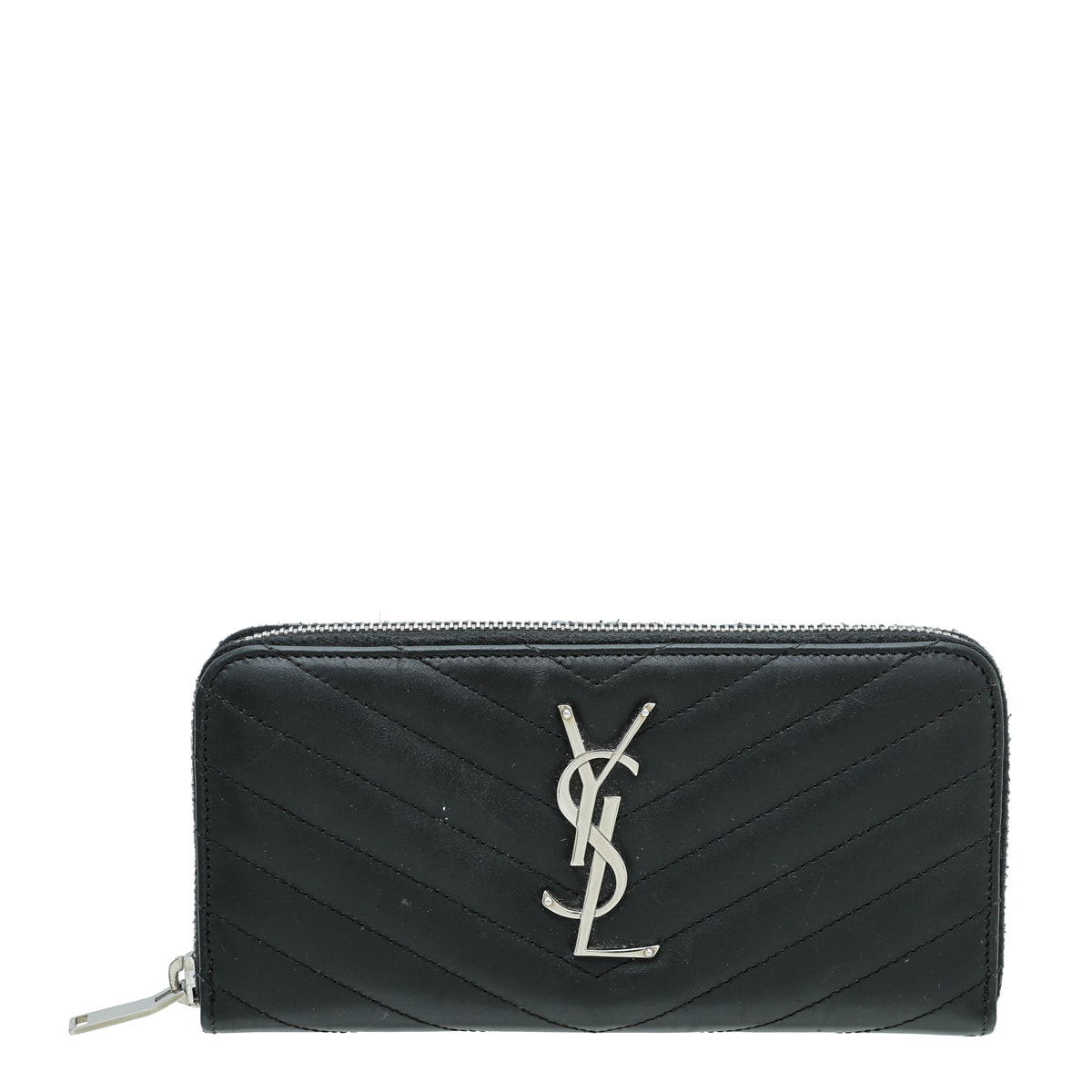 YSL Black Monogram Chevron Zip Wallet