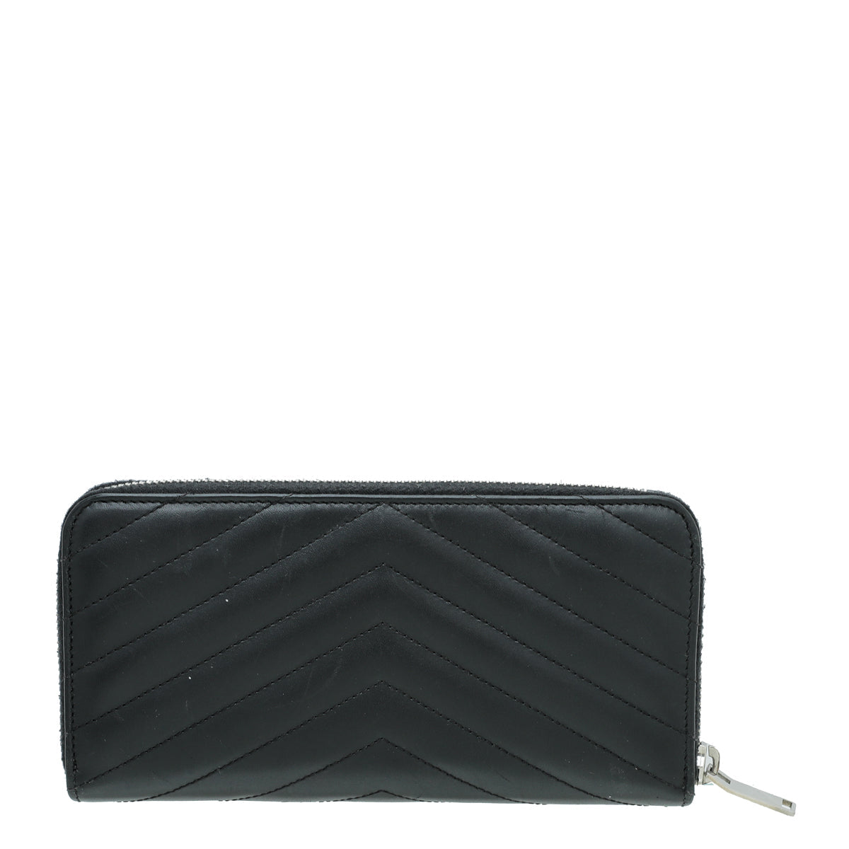 YSL Black Monogram Chevron Zip Wallet