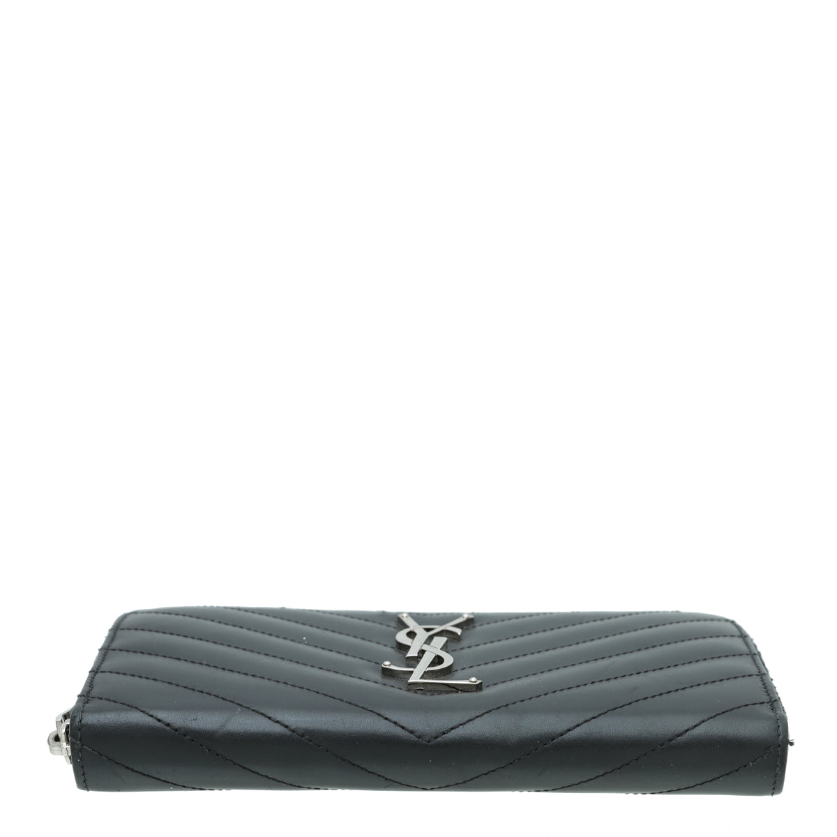 YSL Black Monogram Chevron Zip Wallet