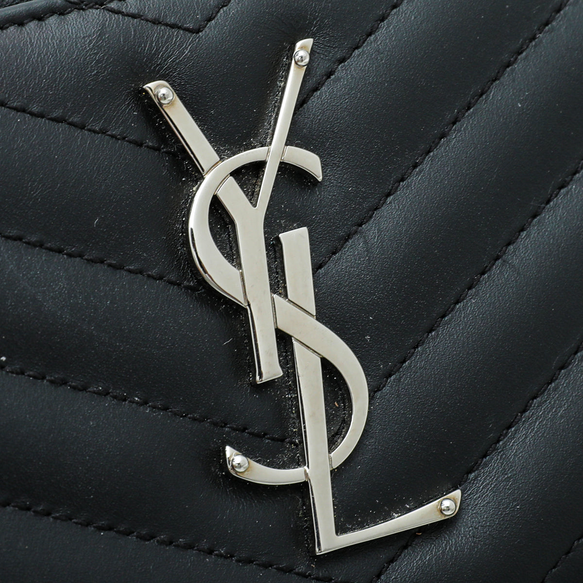 YSL Black Monogram Chevron Zip Wallet