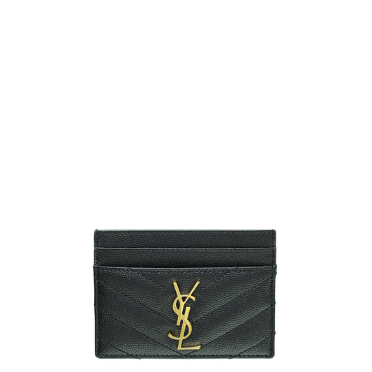 YSL Black Cassandre Monogram Card Holder