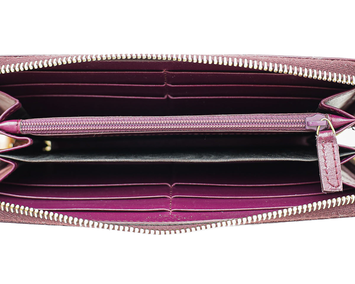 YSL Violet Belle De Jour Zip Around Wallet