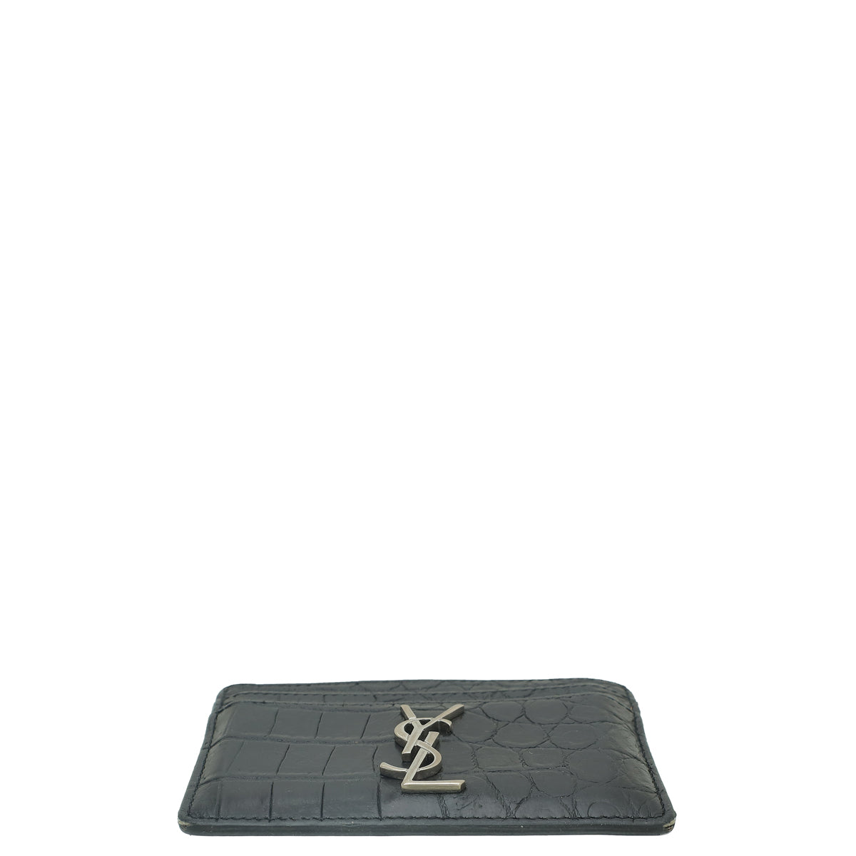 YSL Black Croco Embossed Cassandre Card Case