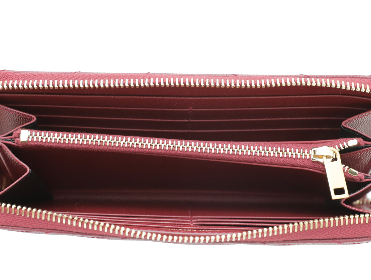 YSL Red Cassandre Zip Around Wallet