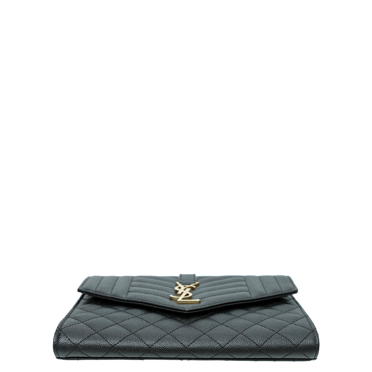 YSL Black Mix Quilt Envelope Flap Wristlet Pouch