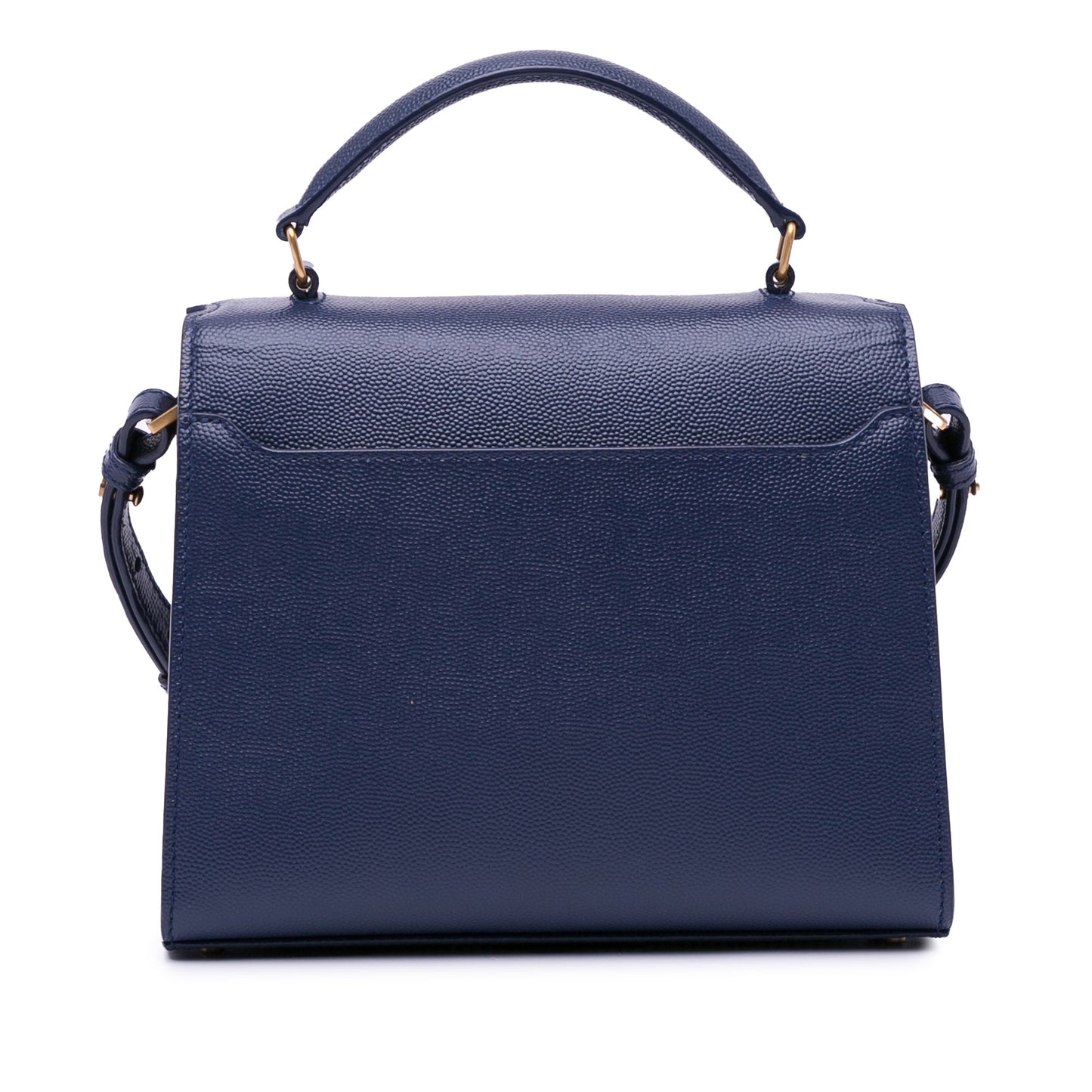 Yves Saint Laurent Cassandra Top Handle Mini Blue Grain De Poudre