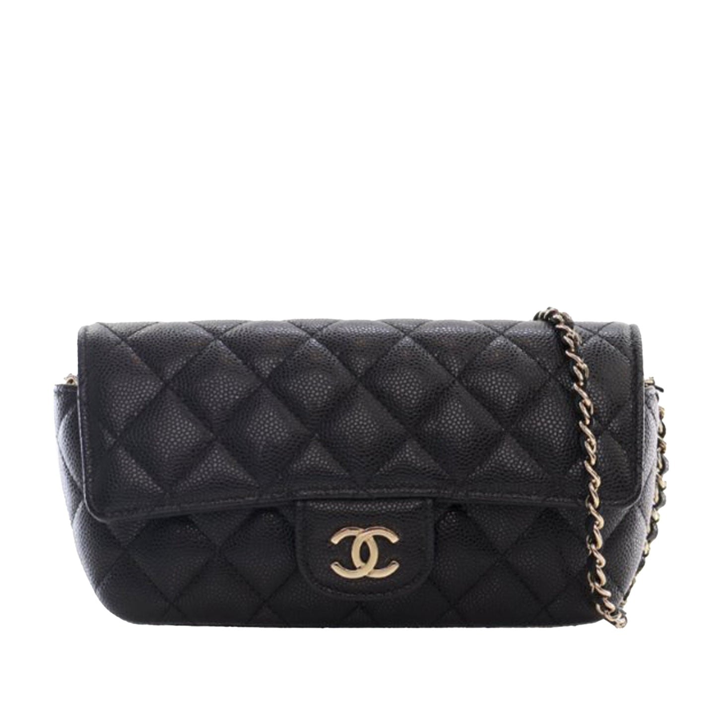 Chanel Sunglasses Case on Chain Black Quilted Caviar Gold