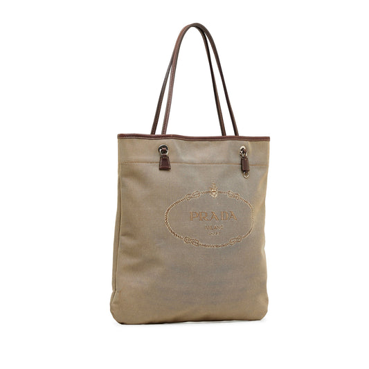 Taupe Prada Canapa Logo Tote Bag