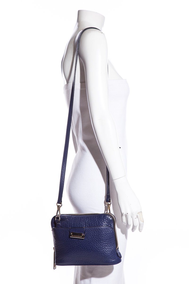 Burberry Navy Pebbled Leather Cross-Body Bag