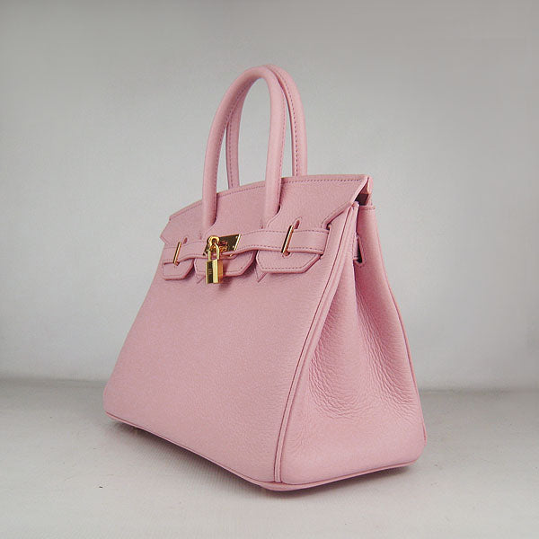 Hermes Birkin 30cm Togo Leather Handbags Pink Golden