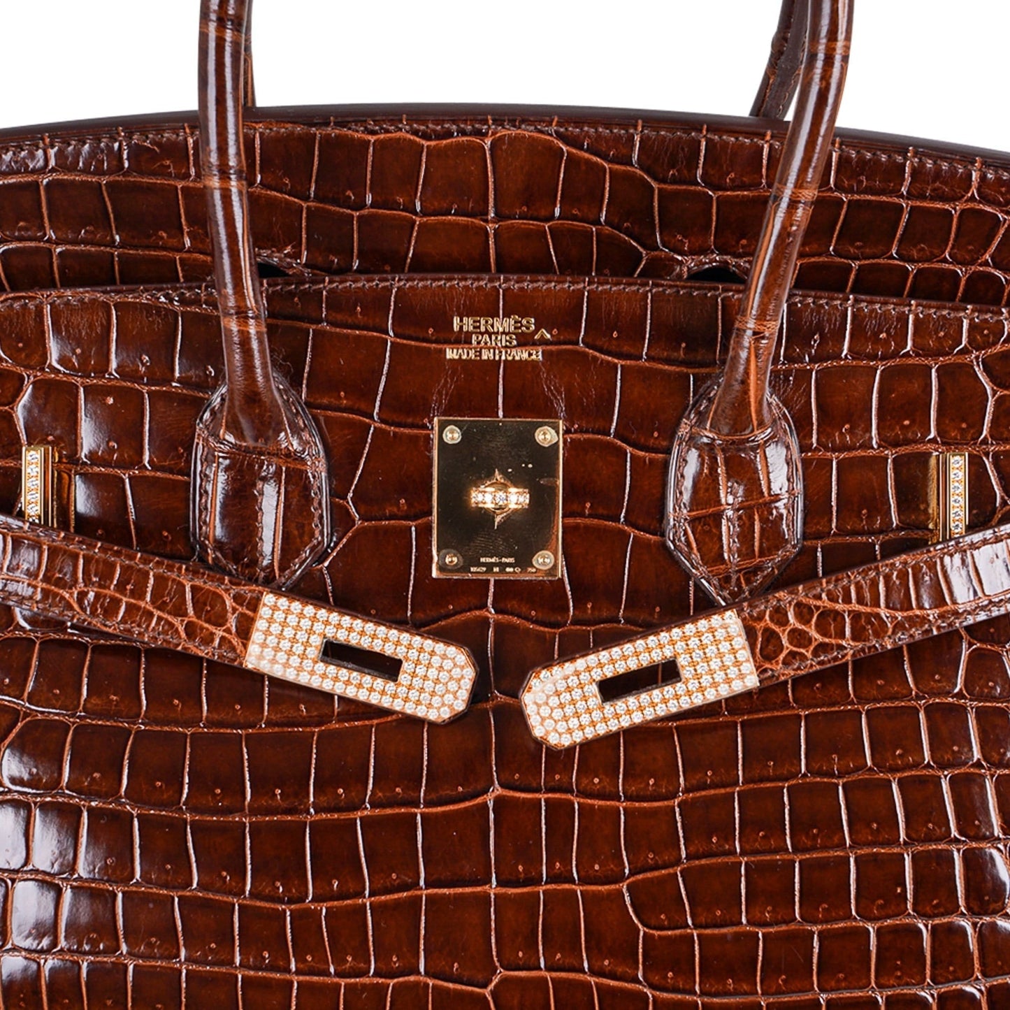 Hermes Birkin 35 Bag Diamond Miel Porosus Crocodile with Gold Hardware