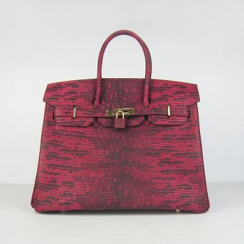 Hermes Birkin 30cm Lizard Pattern Handbag 6088 Red/Golden