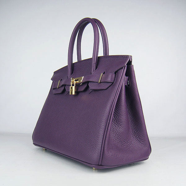 Hermes Birkin 30cm Togo leather Handbags purple golden