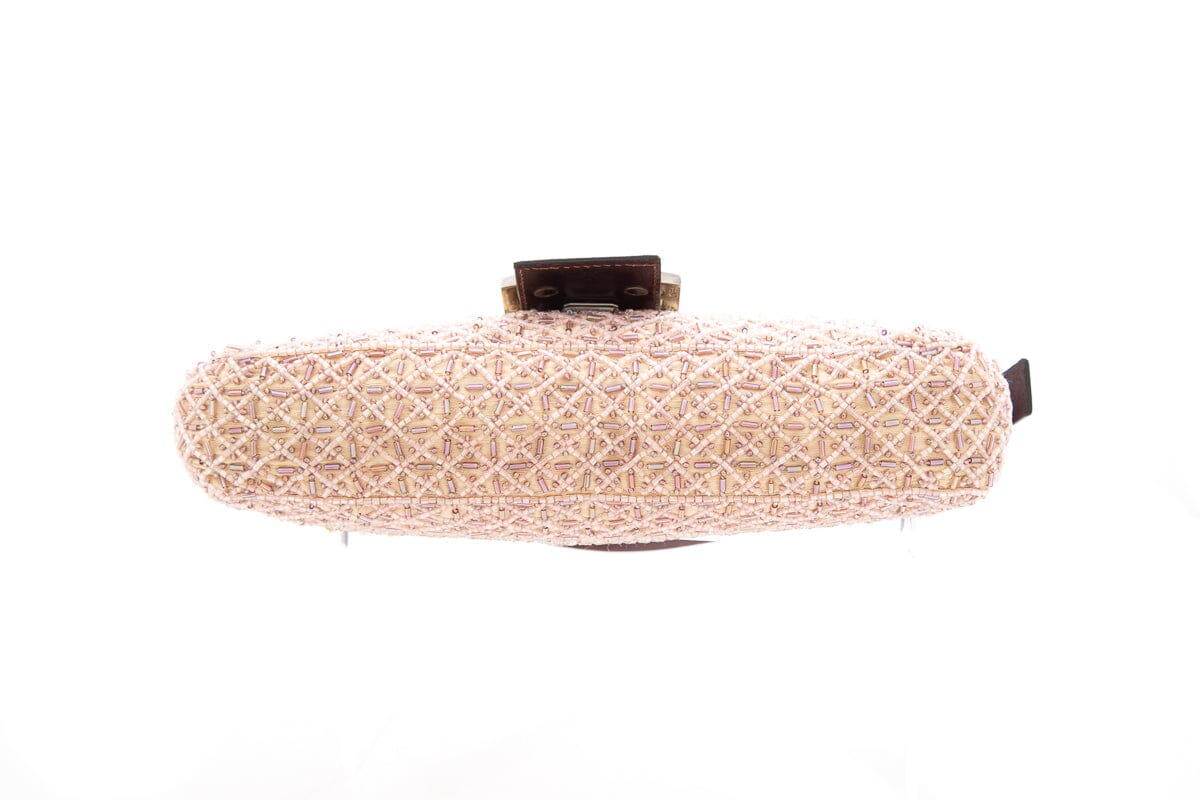 Fendi Pink & Multi Color Beaded Silk Baguette