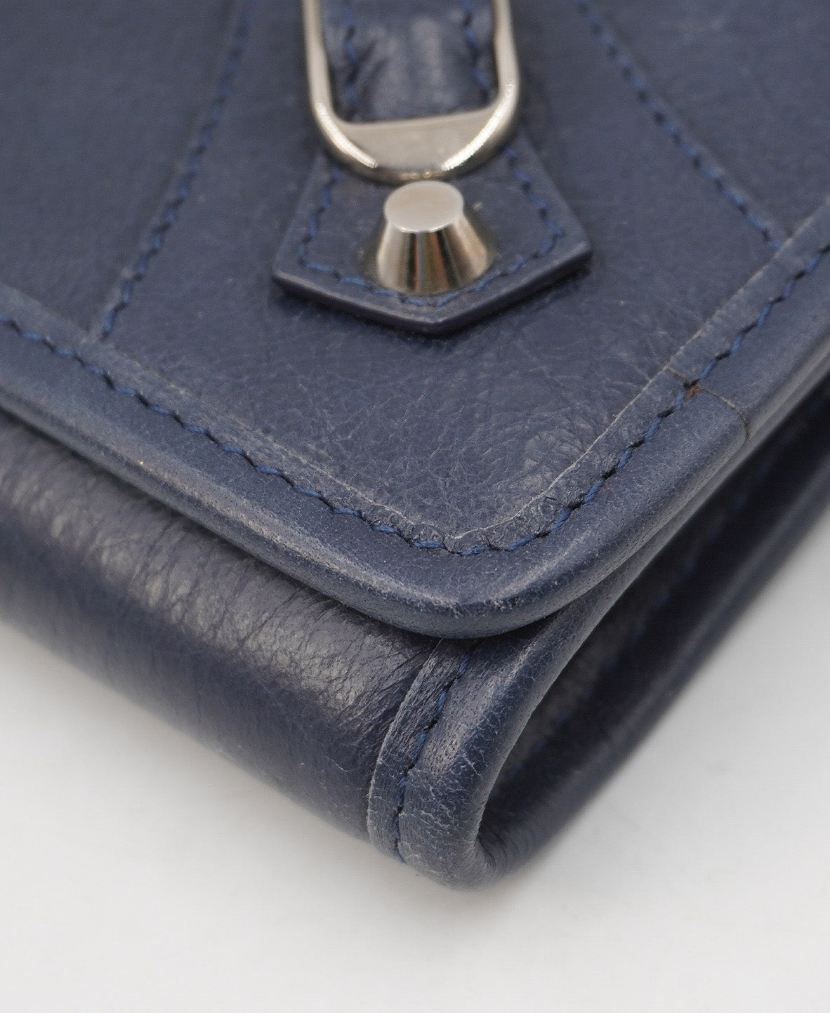 Classic Metallic Edge Money Flap Wallet Navy Blue