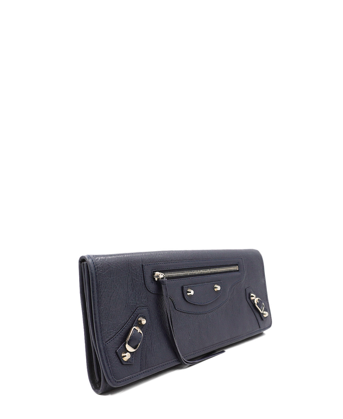 Classic Metallic Edge Money Flap Wallet Navy Blue