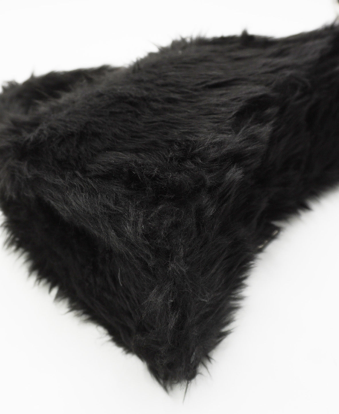 Medium Faux Fur Fluffy Hourglass Top Handle Bag Black