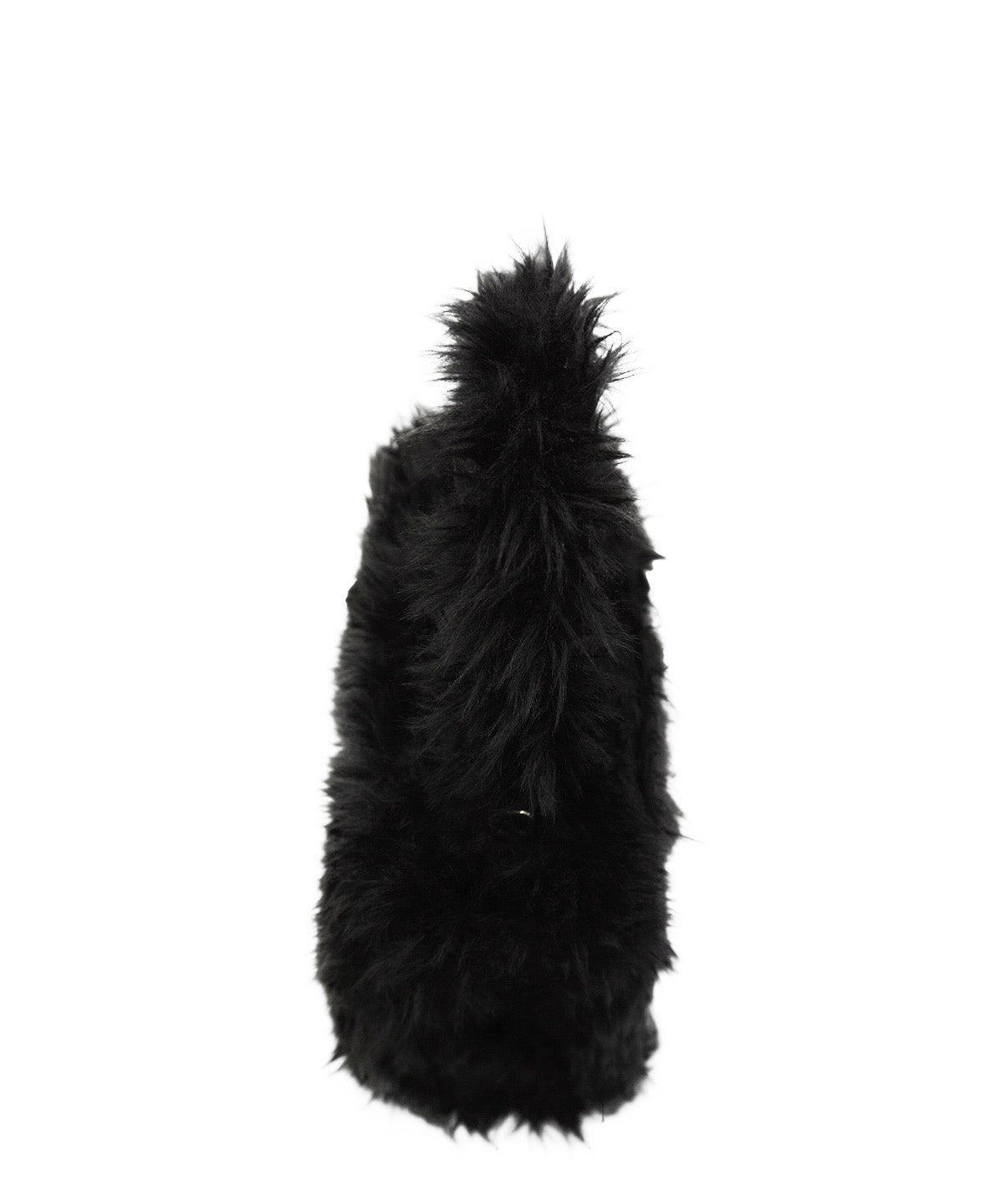 Medium Faux Fur Fluffy Hourglass Top Handle Bag Black