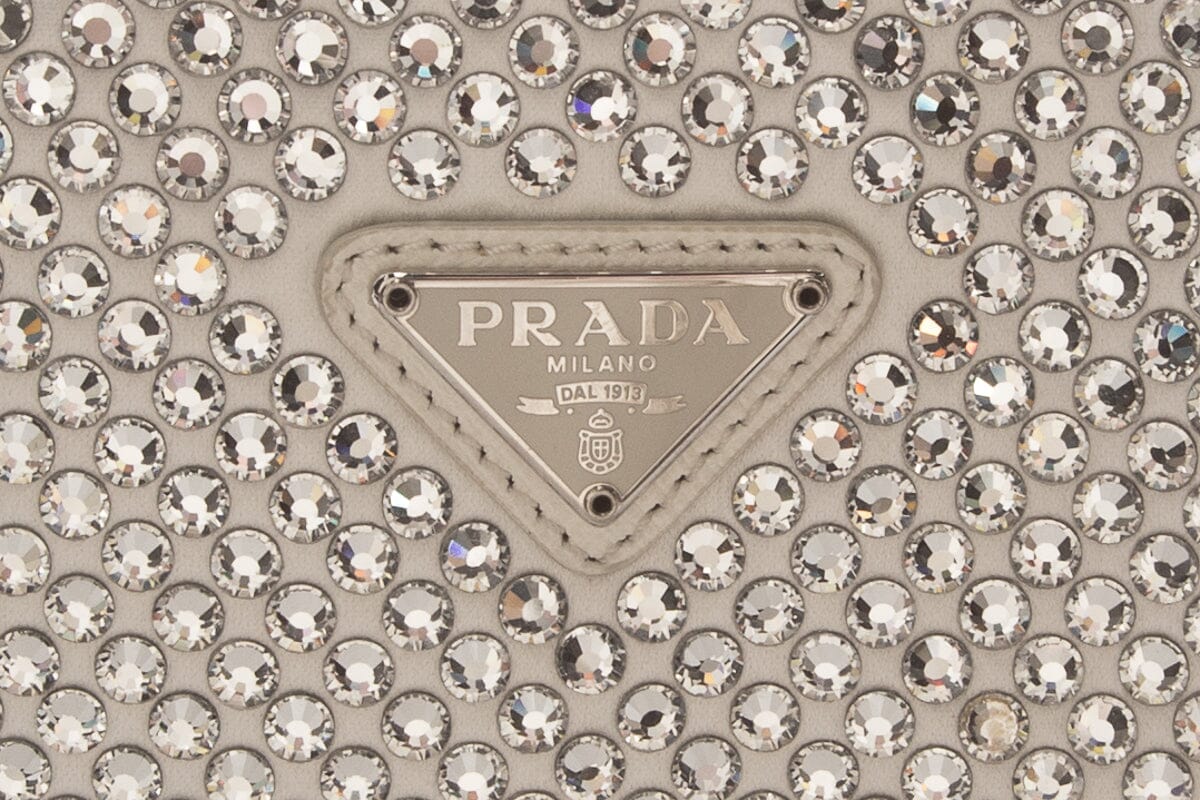 Prada White 2021 Crystal Re-edition 2000 Mini  Handbag