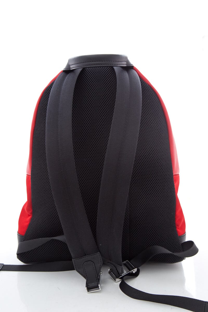 Fendi Red Calf Skin Leather & Nylon Bugs Backpack