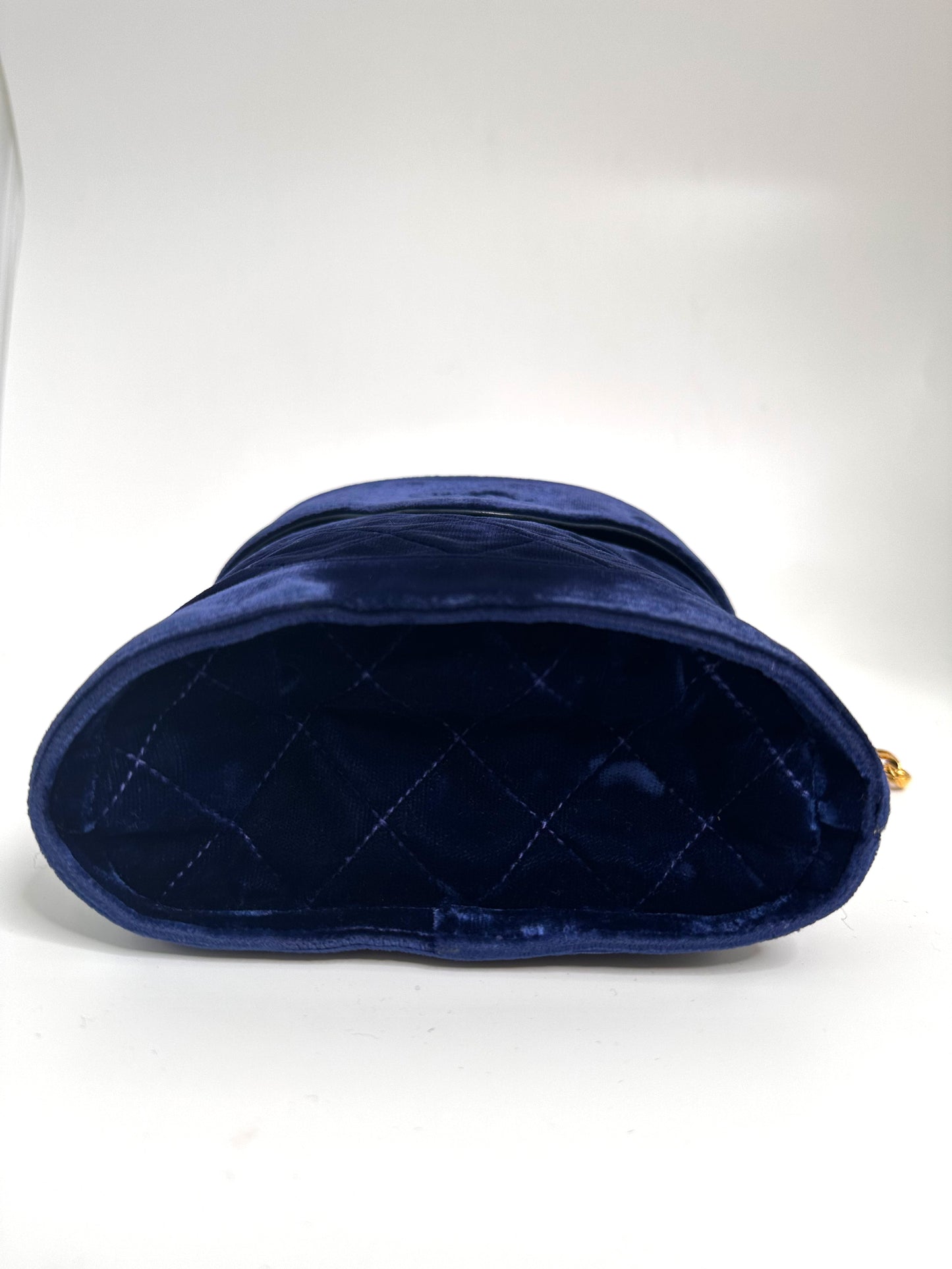 Rare Navy Velvet Crossbody Binocular Bag