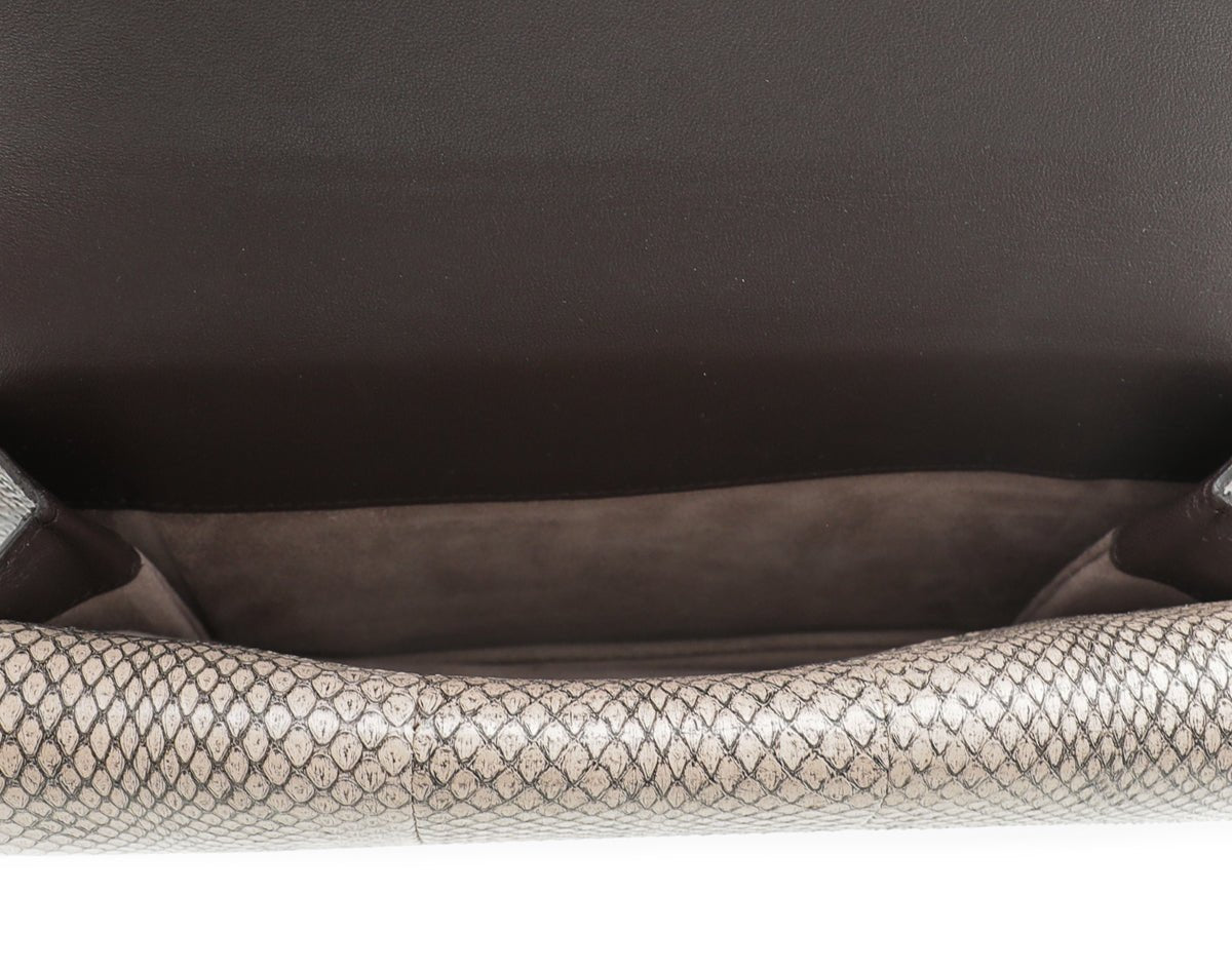 Bottega Veneta Beige Brown Karung Snake Envelope Clutch