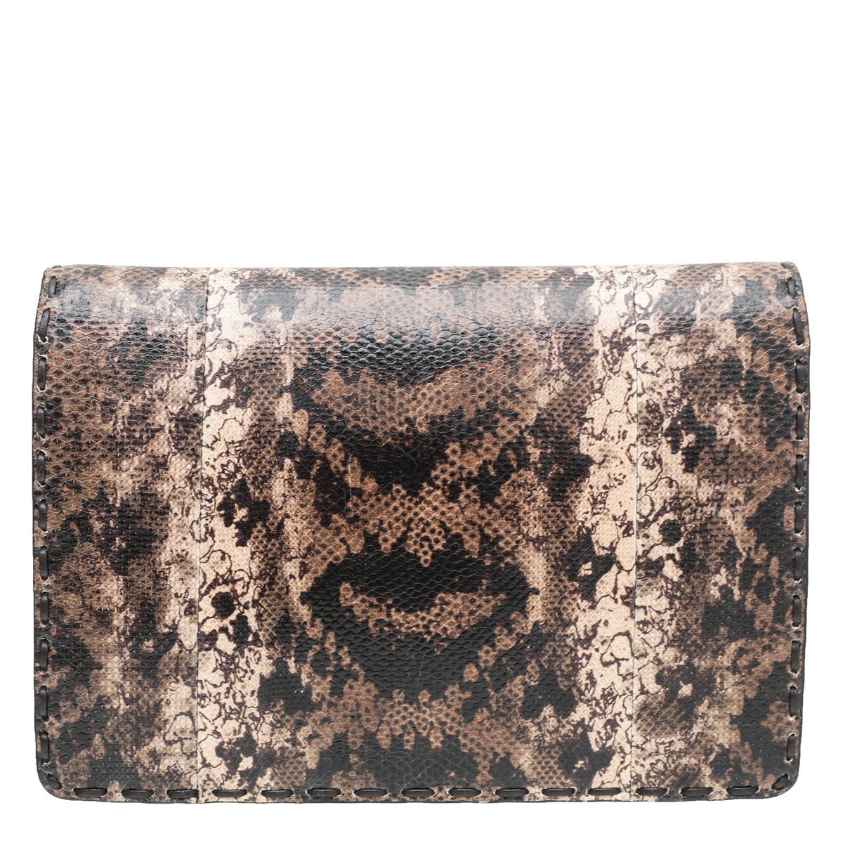 Bottega Veneta Beige Brown Karung Snake Envelope Clutch