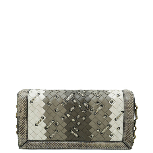 Bottega Veneta Bicolor Mist Intrecciato Club Stitch Olimpia Knot Clutch